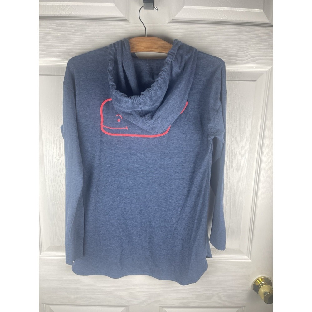 Vineyard Vines Edgartown Hoodie Shirt Women XXS Blue Whale Logo Pocket Lg Sleeve - Picture 5 of 7